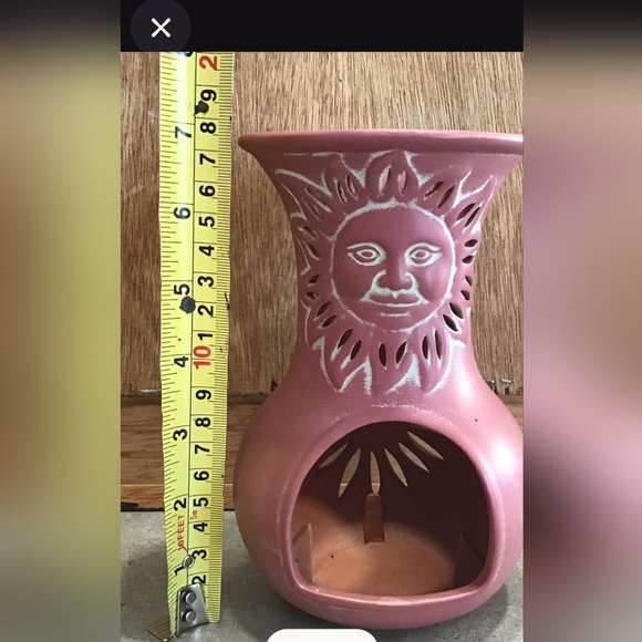 Vintage Party Lite Terracotta Sun Face Chiminea Tealight Holder with Metal Stand - Picture 8 of 10